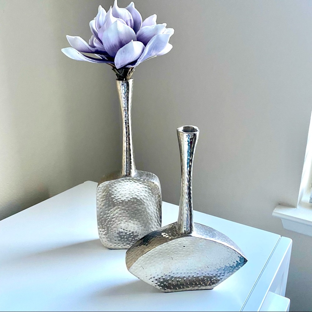 SOLD Silver decorative vases (set of two)